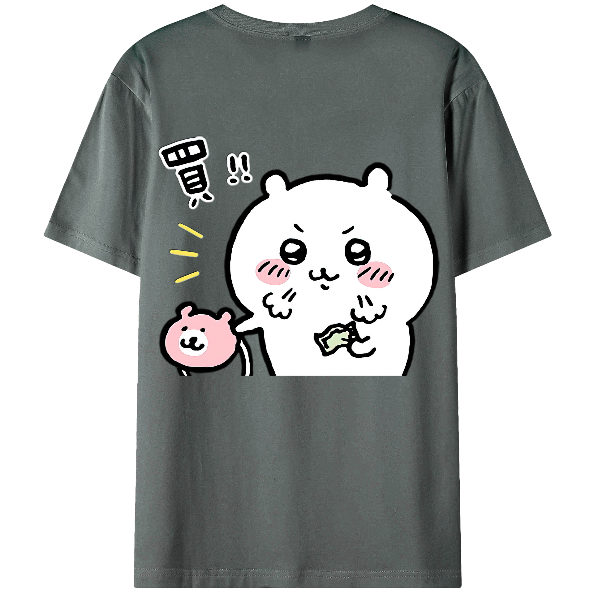 （画像用） ちいかわ ちいかわ Chii-kawa chiikawa 綿100％ メンズ半袖Tシャツ（バックプリント） 通気性
